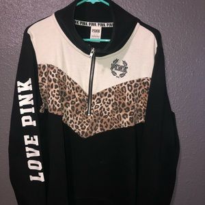 VS Pink, leopard print quarter zip